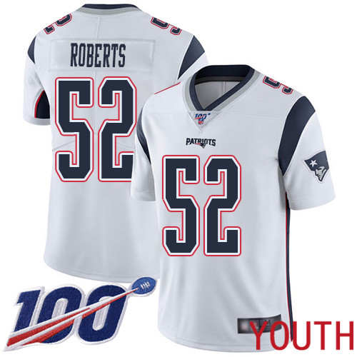 New England Patriots Football #52 100th Season Limited White Youth Elandon Roberts Road NFL Jersey->youth nfl jersey->Youth Jersey